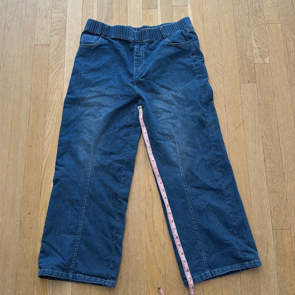 Wide leg jeans, elastic waste